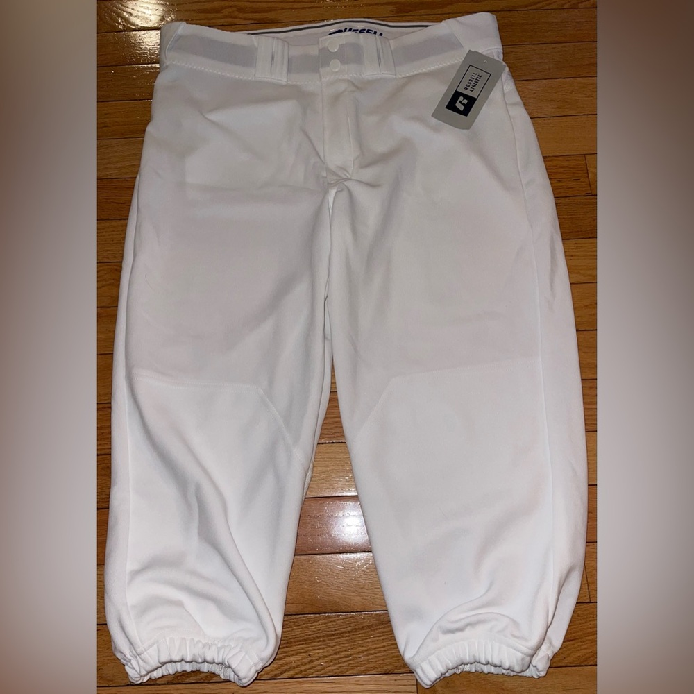 NWT Russell Athletic White Pro Diamond Fit Double Knit Softball Knicker Pants XL